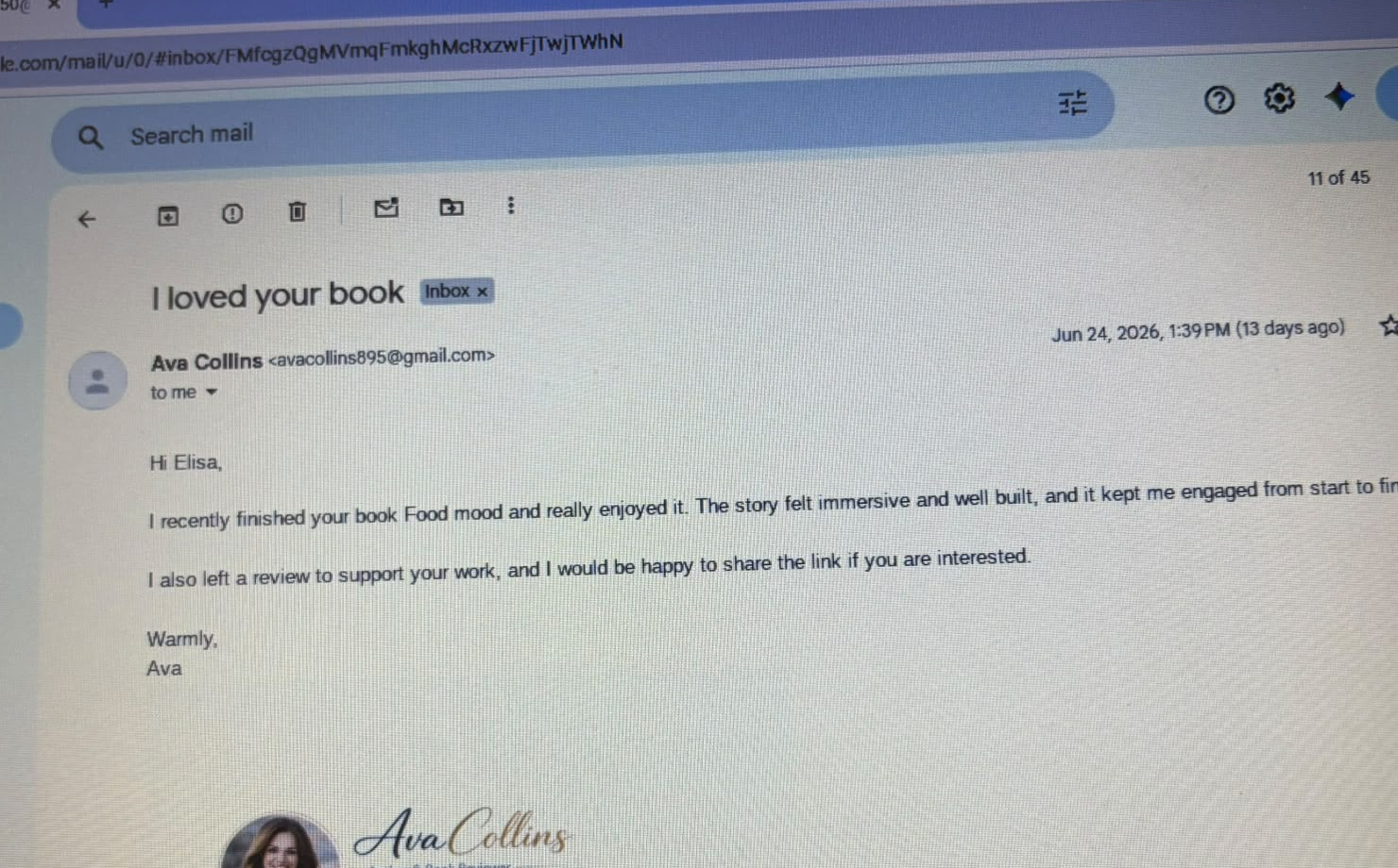 Original email from Ava Collins
