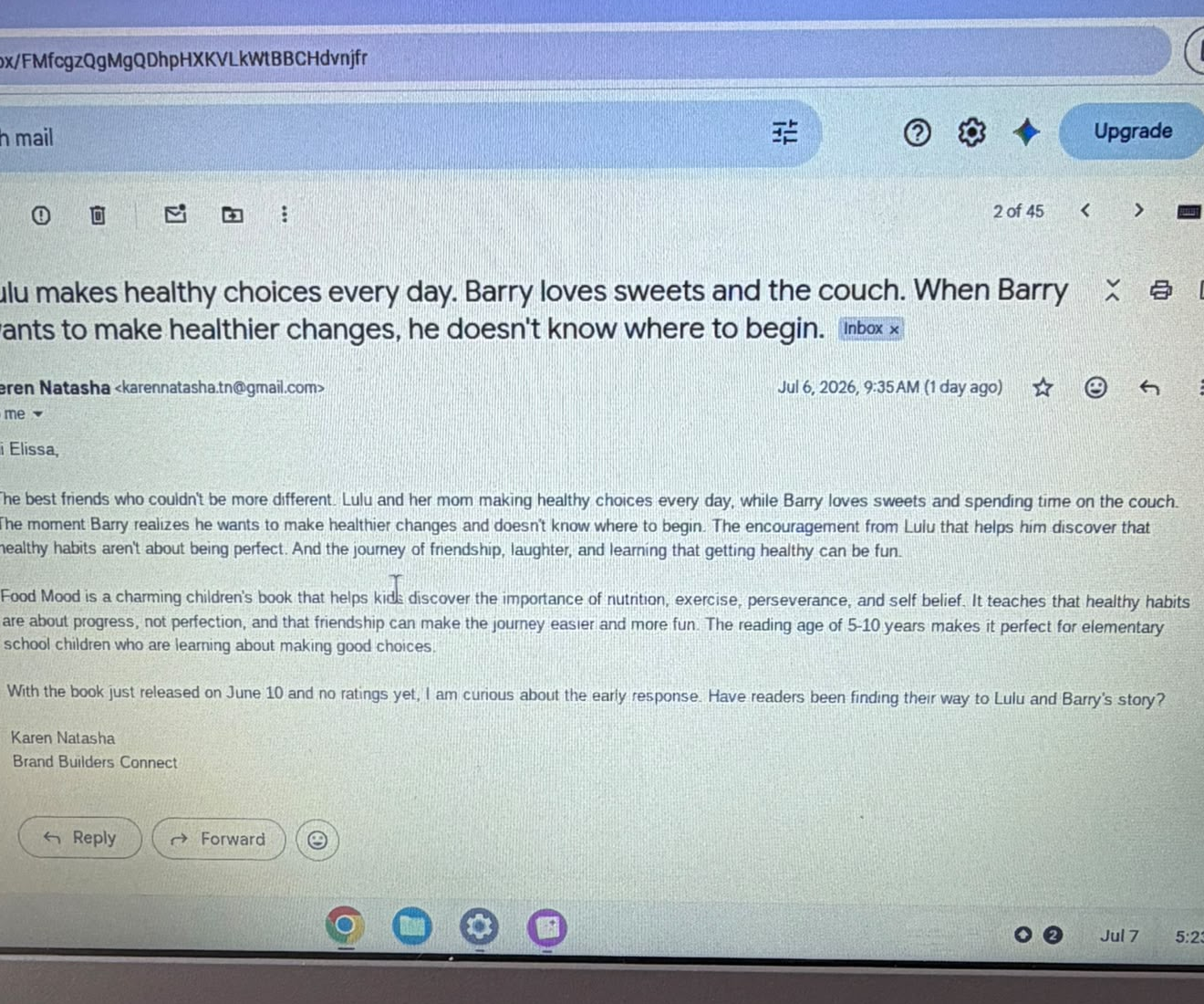 Original email from Karen Natasha